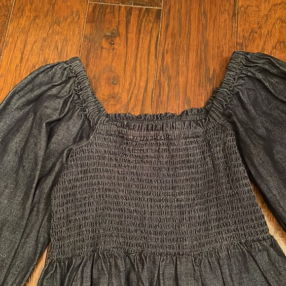 JCrew, new with tags, dark denim smocked peplum top - Picture 3 of 3